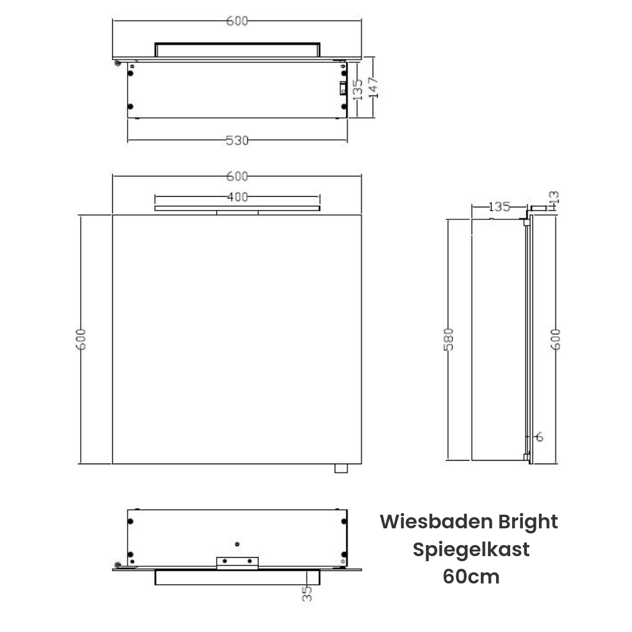Wiesbaden Bright Spiegelkast met Led verlichting